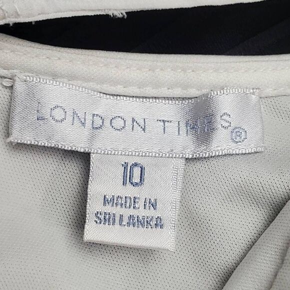 London Times 10 Black/White Fitted Dress - Picture 4 of 15